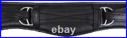 Horse English Black Padded Leather Comfort Contoured Dressage Girth 97MI01BK