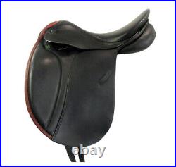 Horse English Dressage Saddle Leather Seat Girth Stirrups Tack 14 18 Black