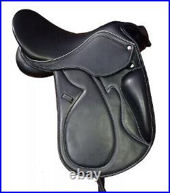 Horse English Dressage Saddle Leather Seat Girth Stirrups Tack 14 18 Black