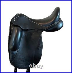 Horse English Dressage Saddle Leather Seat Girth Stirrups Tack 14 18 Black