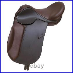 Horse English Dressage Saddle Leather Seat Girth Stirrups Tack 14 18 Brown