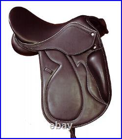 Horse English Dressage Saddle Leather Seat Girth Stirrups Tack 14 18 Brown