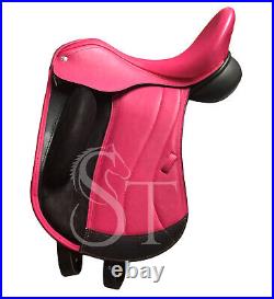 Horse English Dressage Saddle Leather Seat Girth Stirrups Tack 14 18 Pink