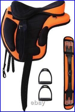 Horse Saddle English All Purpose Synthetic FREEMAX Treeless Suede Tack Size10-18 Horse Saddle English All Purpose Synthetic FREEMAX Treeless Suede Tack Size10-18