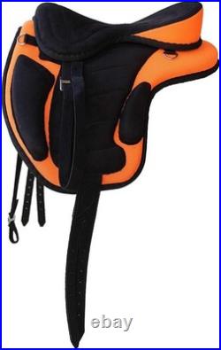 Horse Saddle English All Purpose Synthetic FREEMAX Treeless Suede Tack Size10-18 Horse Saddle English All Purpose Synthetic FREEMAX Treeless Suede Tack Size10-18