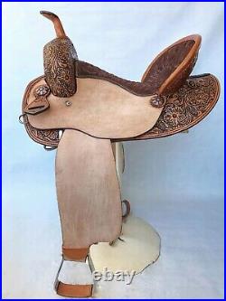 Horse Saddles Barrel Racing Western Leather Cowhide Riding Tack Equestrian 12-18