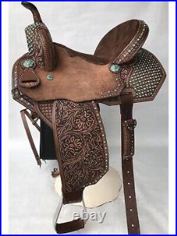 Horse Saddles Western Premium Leather Barrel Racing Equestrian Trail Tack 12-18