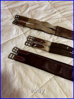 LOT OF 3 Belly Saddle Horse Belts Supply 42(2+) Dark Leather English HORSE BELT