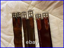 LOT OF 3 Belly Saddle Horse Belts Supply 42(2+) Dark Leather English HORSE BELT