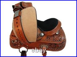 Leather Horse Saddle Western 8 inch Seat Children Pony Miniature Kids Equestrian