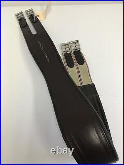 Leather Overlay One Elastic End Dark Brown Stainless Roller Buckle 46 Girth New