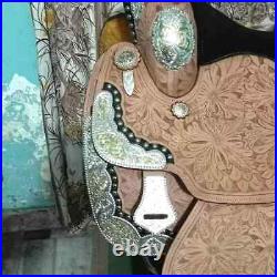 Leather Western Show Saddle With Silver Corner From 12 inch to 18 inch seat size Leather Western Show Saddle With Silver Corner From 12 inch to 18 inch seat size