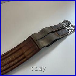 Logic by County Contoured Double Elastic Dressage Girth 50 Light Brown Leather