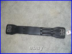 New Black Leather English Dressage Girth, 28 Roller Buckles On Both Ends Elas 1