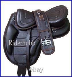 New Brown Leather Softy Treeless English Horse Saddle & tack