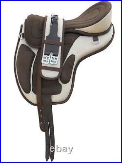 New Treeless All Purpose Freemax Synthetic Suede horse Saddle Free girth Leather
