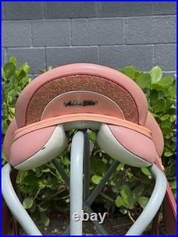 PINK Adam Ellis Dressage Saddle, 17.5 M/W + Girth & Stirrup Leathers