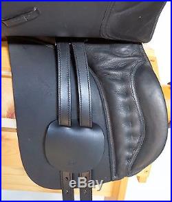 Premium Black Dressage Saddle 18 4pc Bridle Reins Leathers Girth Irons