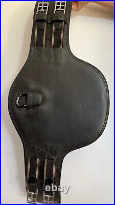 Prestige Black leather anatomically shaped short stud guard girth 70cm