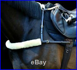 Racing breastcollar incl D-rings, genuine wool made in veg tanned leather