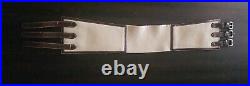 SM Women's Belt 3 Buckle Western Cinch White 20% Leather 40% Cotton 40% Linen