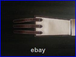 SM Women's Belt 3 Buckle Western Cinch White 20% Leather 40% Cotton 40% Linen