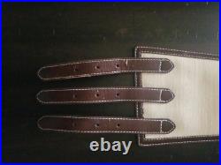 SM Women's Belt 3 Buckle Western Cinch White 20% Leather 40% Cotton 40% Linen