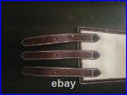 SM Women's Belt 3 Buckle Western Cinch White 20% Leather 40% Cotton 40% Linen