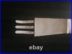 SM Women's Belt 3 Buckle Western Cinch White 20% Leather 40% Cotton 40% Linen