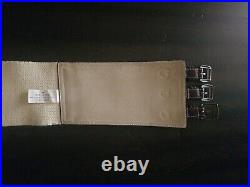 SM Women's Belt 3 Buckle Western Cinch White 20% Leather 40% Cotton 40% Linen
