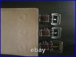 SM Women's Belt 3 Buckle Western Cinch White 20% Leather 40% Cotton 40% Linen