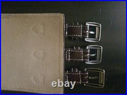 SM Women's Belt 3 Buckle Western Cinch White 20% Leather 40% Cotton 40% Linen