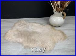 Sheepskin Fur Rug Pelt Red Genuine Leather Throw Seat Cover Home Decor