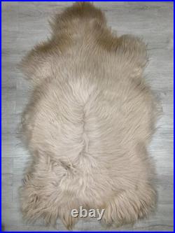 Sheepskin Fur Rug Pelt Red Genuine Leather Throw Seat Cover Home Decor