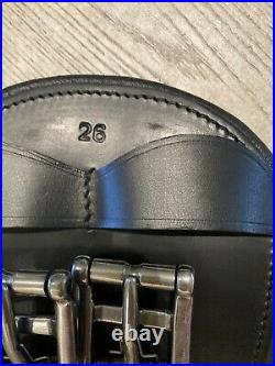 Smartpak Wellfleet shoulder relief shaped dressage girth black leather 26