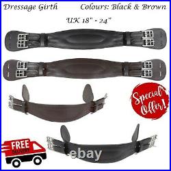 Soft'Giovanni' Padded Anatomical Leather Dressage Girth Eventing Brown & Black