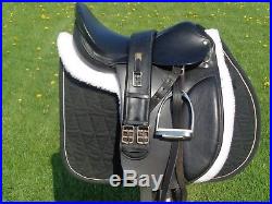 State Line Tack 17 Black Leather Dressage Saddle withFittings2 PadsGirthIrons