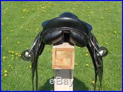 State Line Tack 17 Black Leather Dressage Saddle withFittings2 PadsGirthIrons