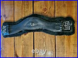 Total Saddle Fit Dressage Girth 26 Black Leather with Fleece Cover