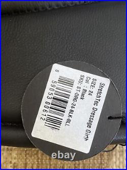 Total Saddle Fit StretchTec Leather Dressage Girth & Removable Pad 24 BLACK