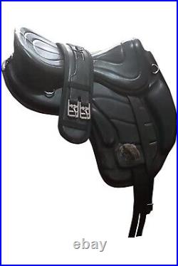 Treeless Freemax Horse Leather Black Softy Saddle 12 inch to 19 inch With Girth