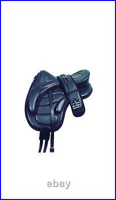Treeless Freemax Horse Leather Black Softy Saddle 14 inch to 19 inch With Matchi
