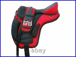Treeless Freemax Saddle Horse Red Synthetic English With Girth Tack Set