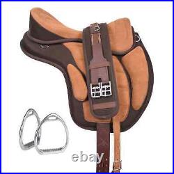 Treeless Freemax Synthetic Horse Saddle English Saddle + Girth + Stirrups