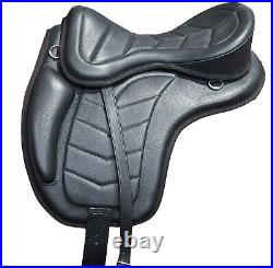 Treeless Freemax leather black saddle treeless saddle w girth