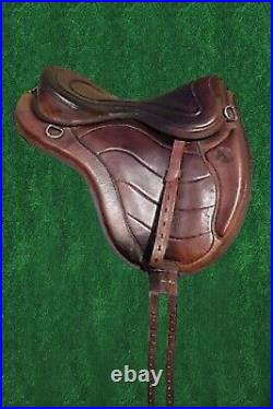 Treeless Leather Brown Cow Softy Saddle 14 inch to 19 inch With Matching Girth