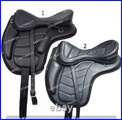 Treeless Leather Freemax horse Saddle with girth and stirrups free shipping