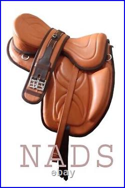 Treeless Leather Tan Softy Saddle 12 inch to 19 inch With Matching Girth