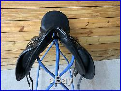 Used 17 Black Collegiate Mentor Dressage Saddle w Stirrups Leathers & 34 Girth