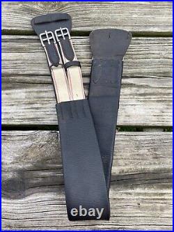 Used 32 Courbette black 3 fold Wrapped leather English dressage girth EUC